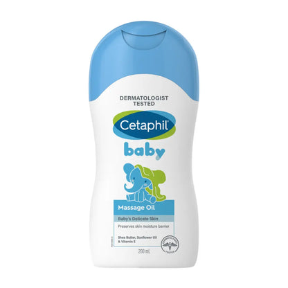 Cetaphil Baby massage oil 200 ml bottle for delicate skin, front view