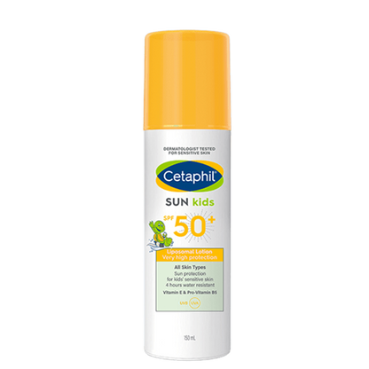 Cetaphil Sun Kids SPF 50 plus water-resistant lotion 150 ml bottle, front view