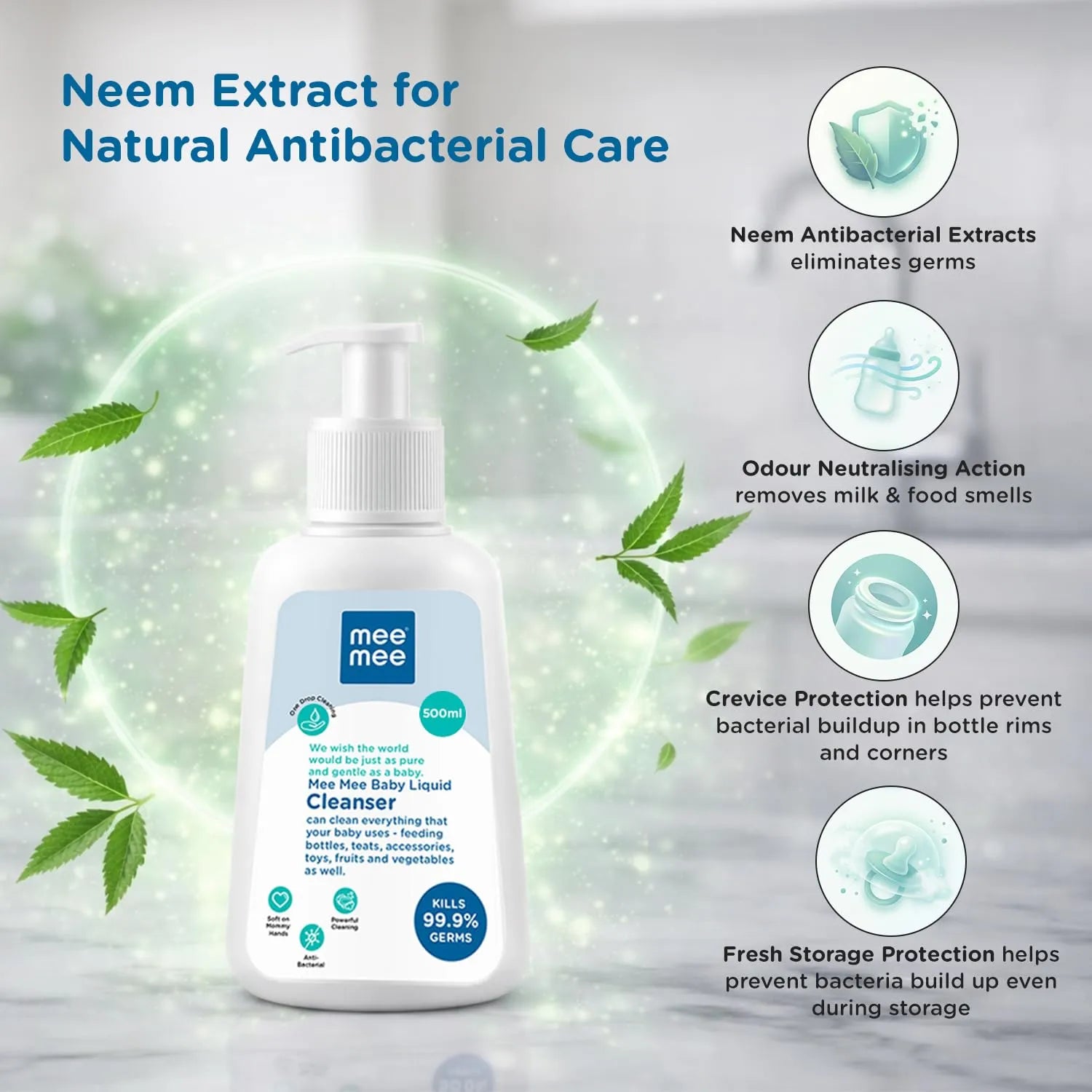 Mee Mee cleanser with neem extract for natural antibacterial care