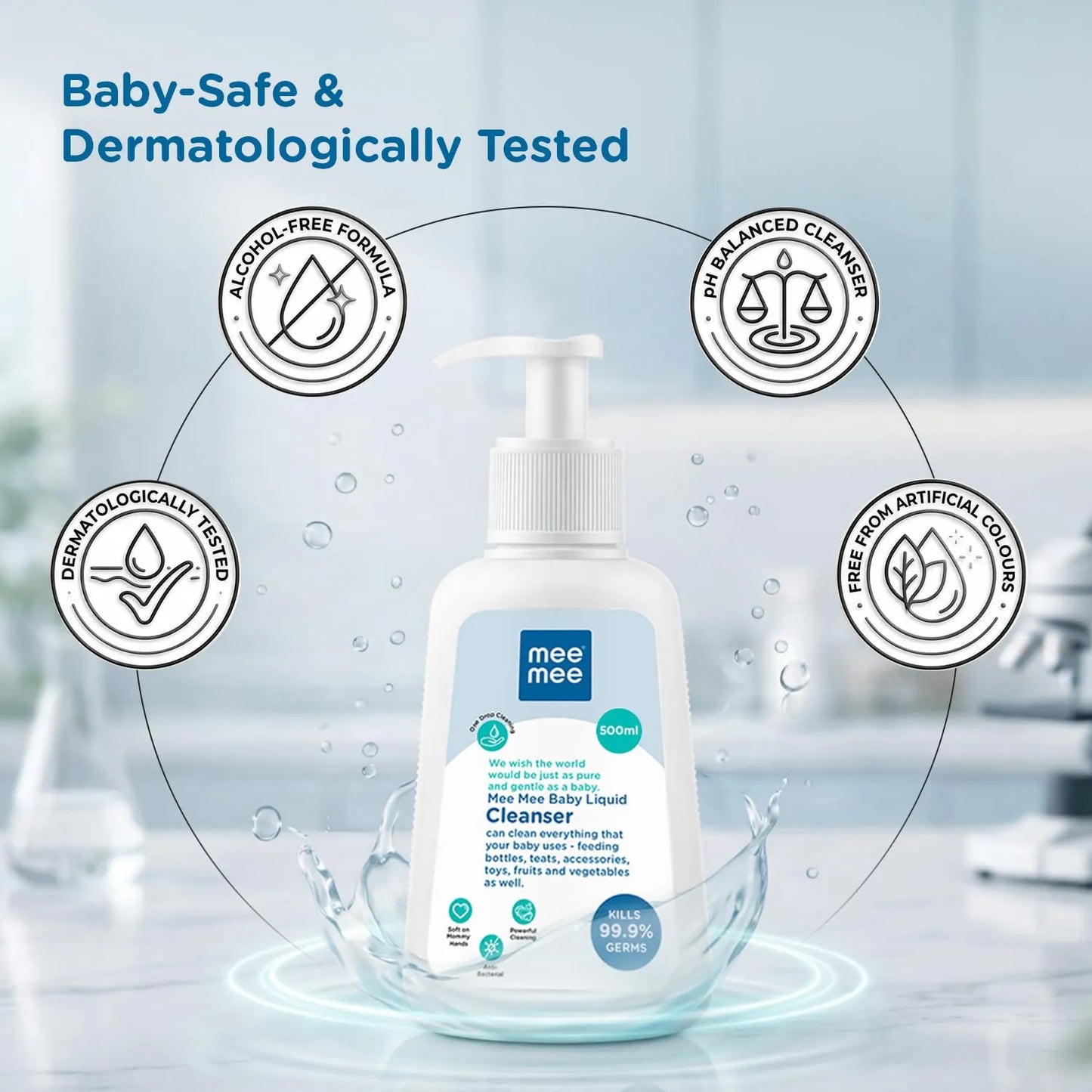 Mee Mee baby bottle cleanser is baby-safe and dermatologically tested