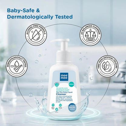 Mee Mee baby bottle cleanser is baby-safe and dermatologically tested