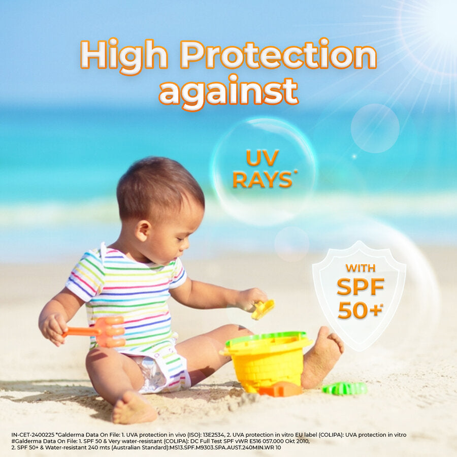 Child playing outdoors, Cetaphil Sun Kids gives high SPF 50 plus protection