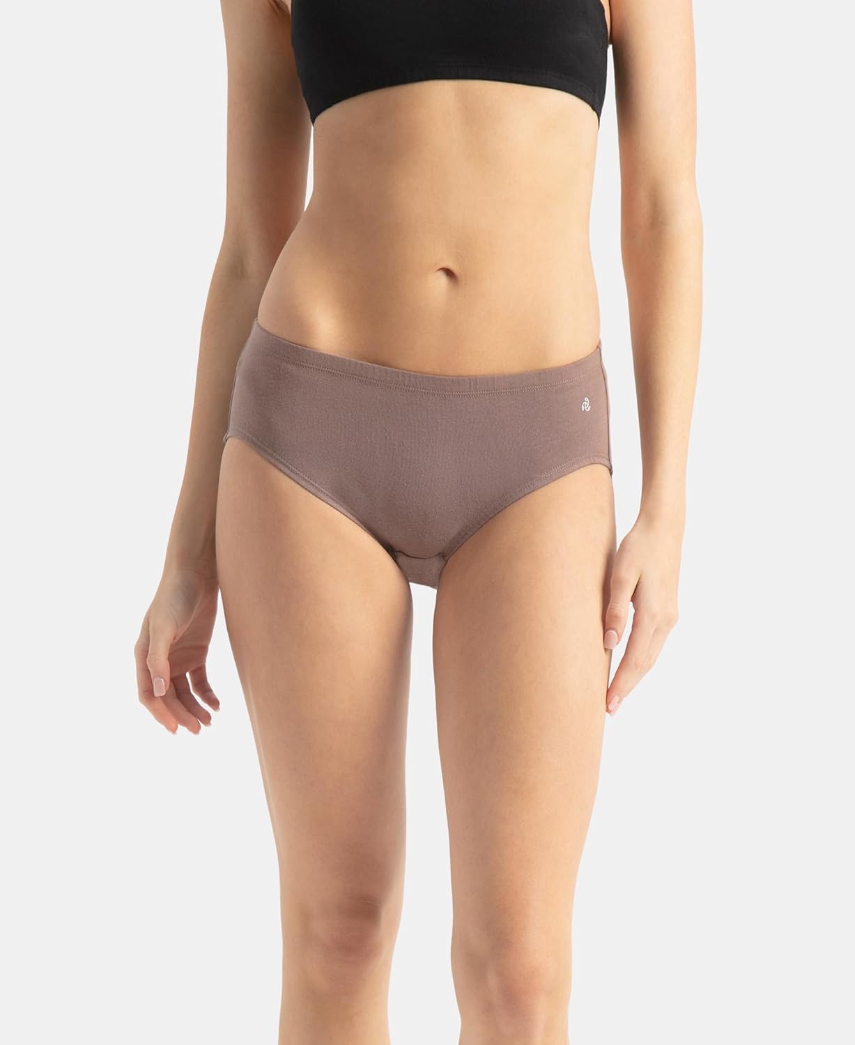 Close front view of a Jockey women's mauve stretch cotton hipster panty