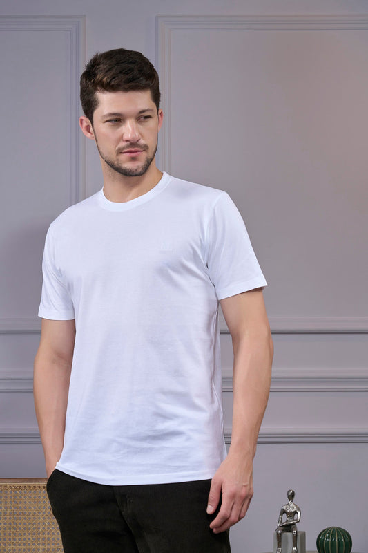 Maxzone VIBGYOR men's half sleeve cotton t-shirt in White
