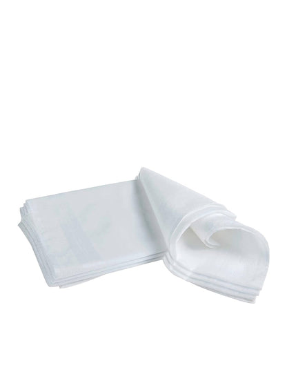 Two plain white Jockey soft cotton handkerchiefs folded and stacked