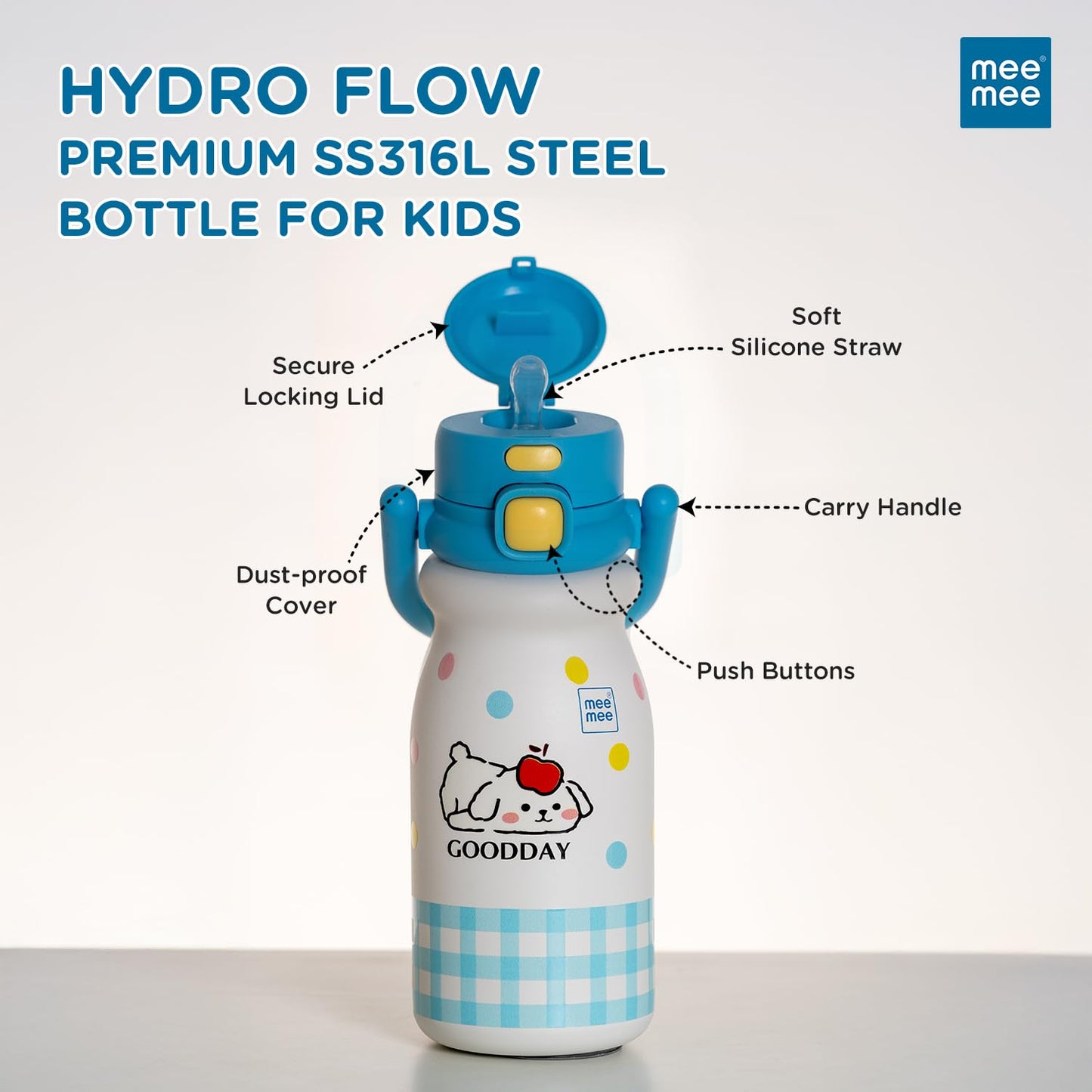 Mee Mee Hydro Flow keeps drinks warm 12 hours and cold 24 hours