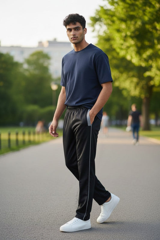 Jesco men's black regular fit cotton track pants - Design 5001