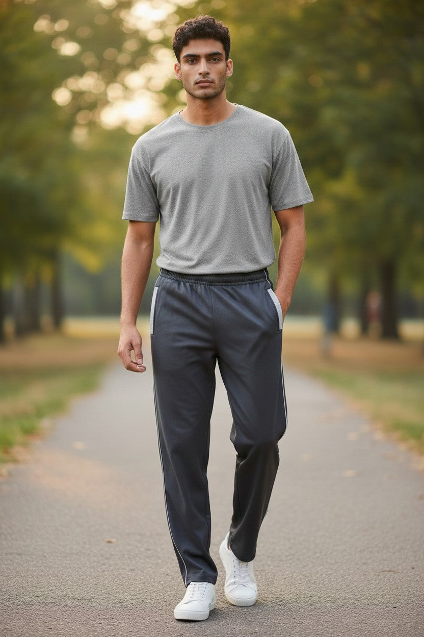Jesco men's charcoal regular fit cotton track pants - Design 5001