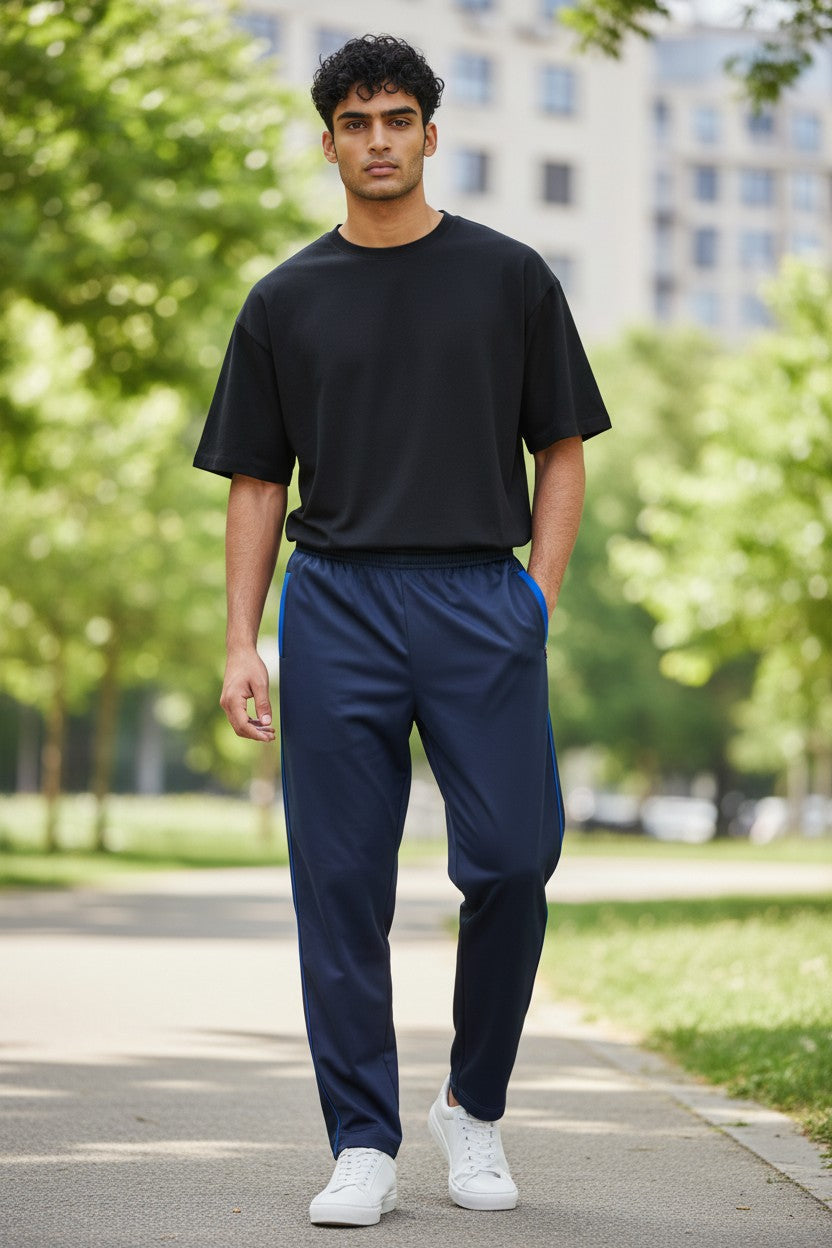 Jesco men's navy blue regular fit cotton track pants - Design 5001