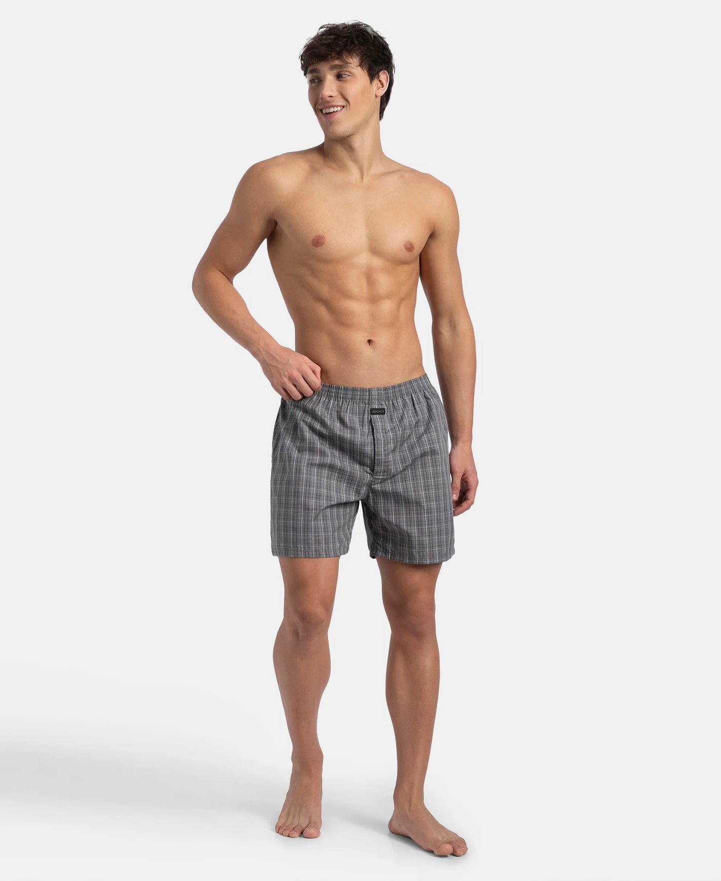 Jockey J1222 checked boxer shorts - grey check