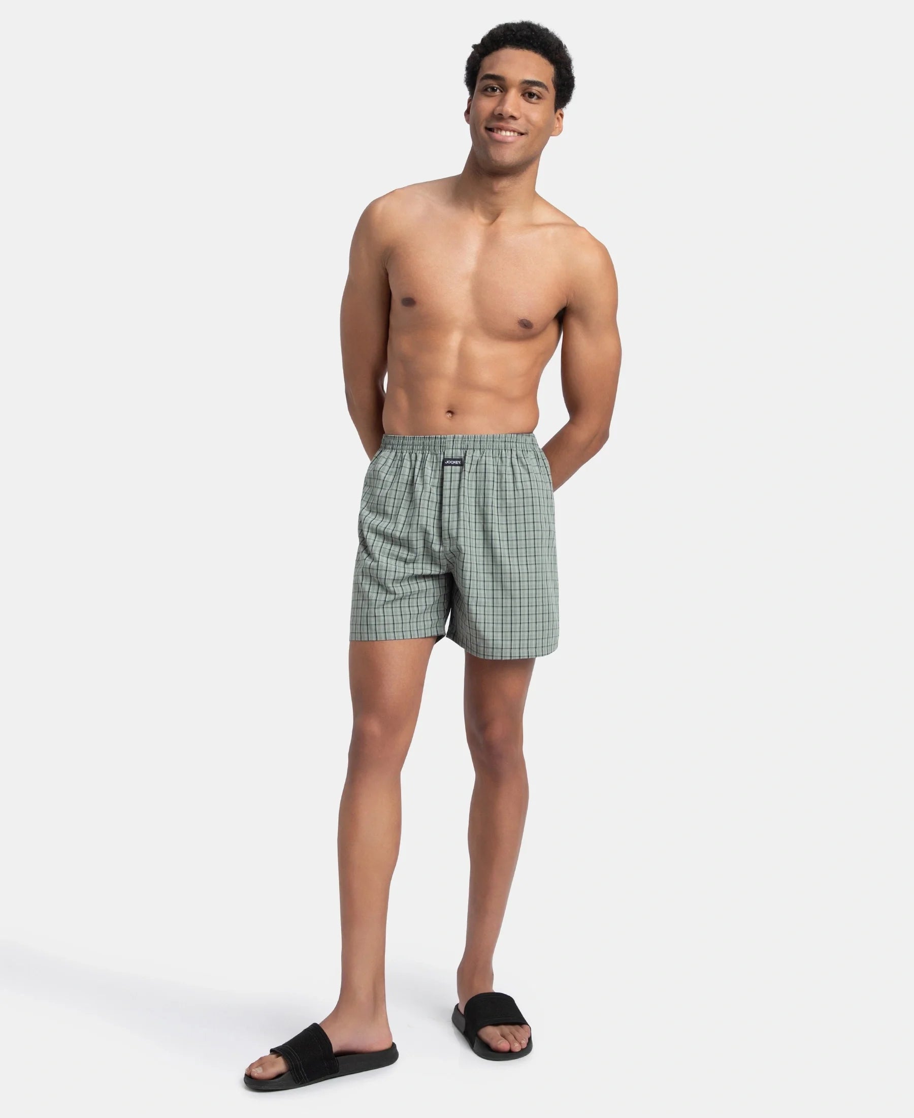 Jockey J1222 checked boxer shorts - slate check