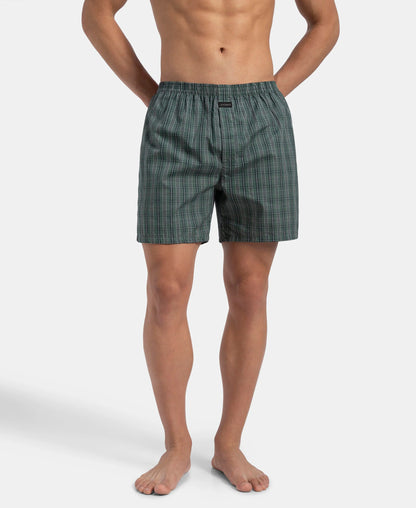 Jockey J1222 checked boxer shorts - dark forest green check