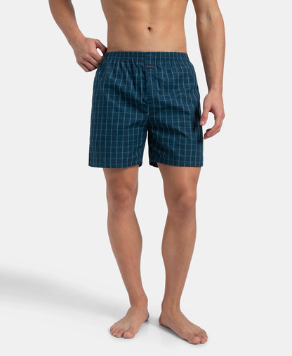 Jockey J1222 checked boxer shorts - seaport teal check