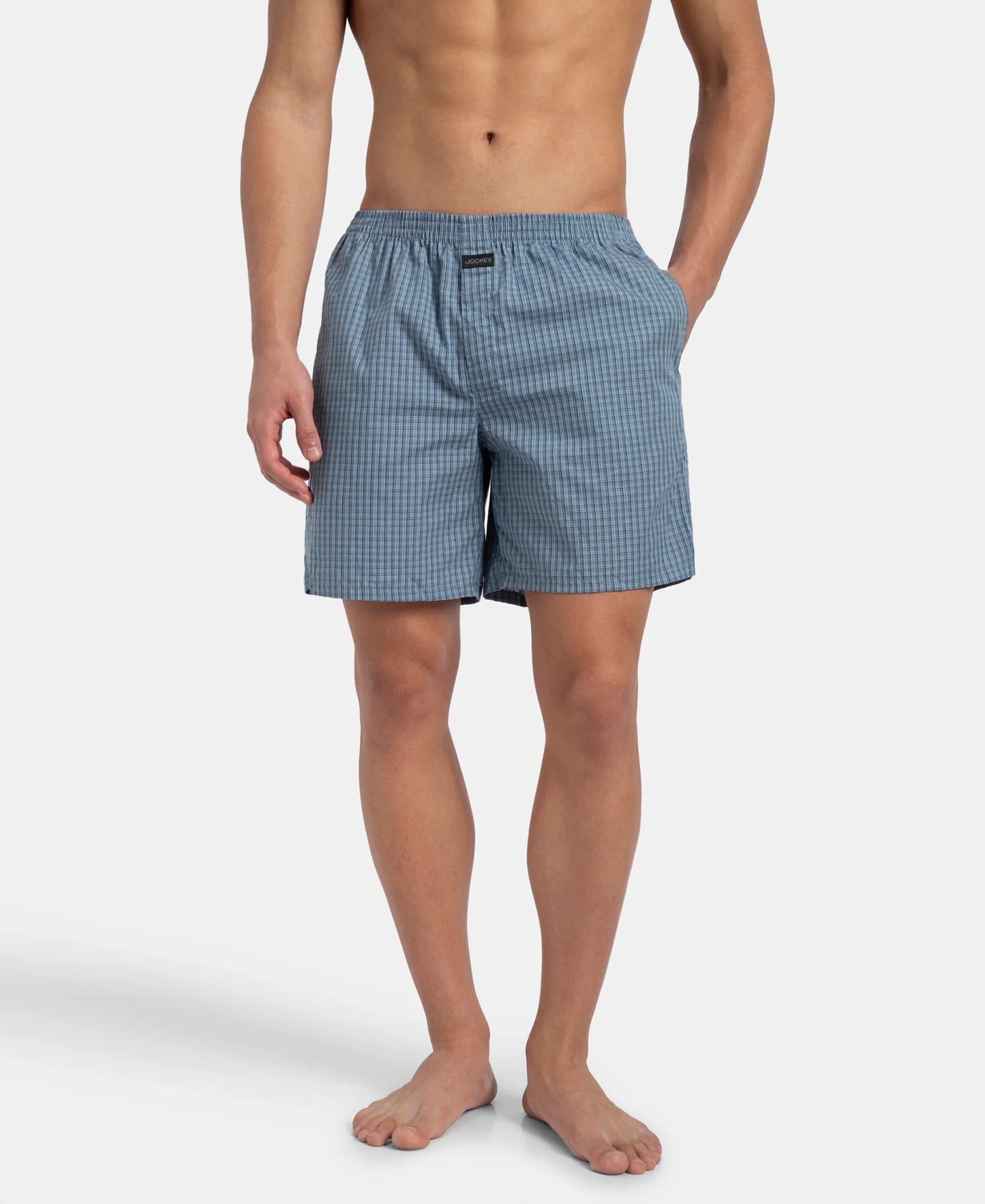 Jockey J1222 checked boxer shorts - blue shadow check