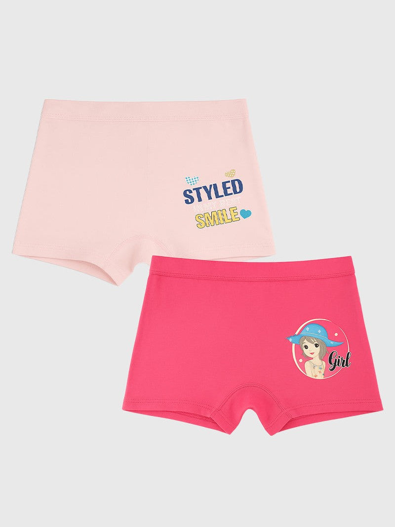 Bodycare KGA1179 girls printed cotton boyshorts pack of 2