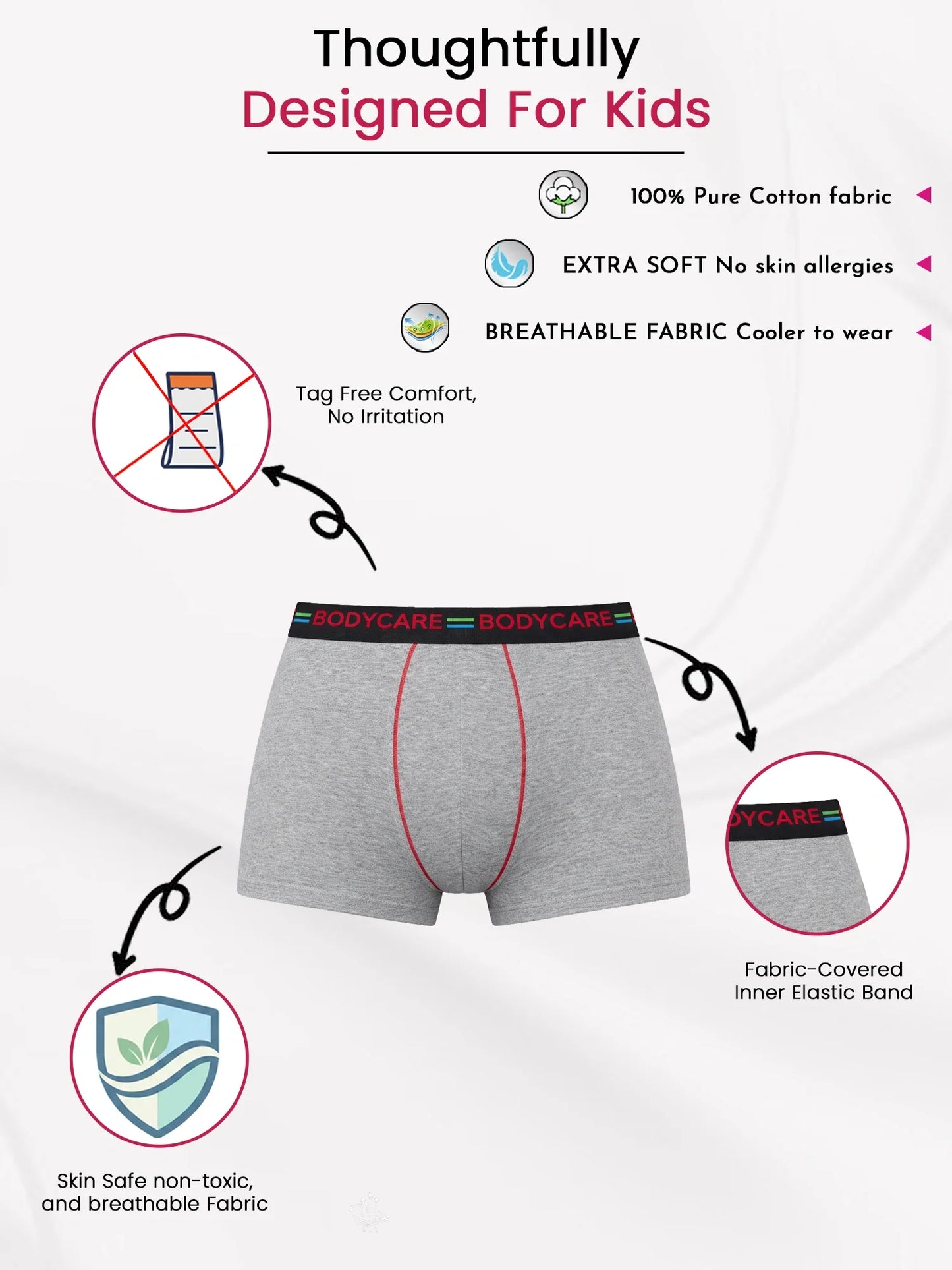 Bodycare boys cotton trunk feature panel