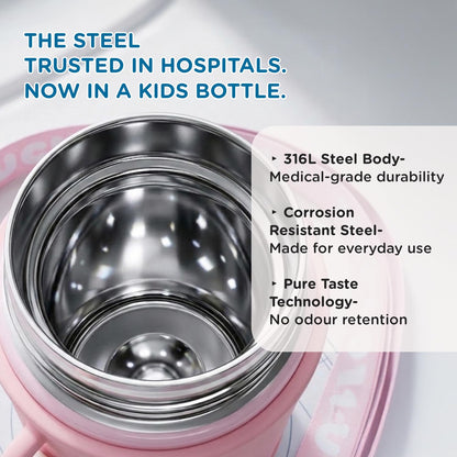 Mee Mee Kiddo tumbler uses hospital-grade stainless steel, shown from inside
