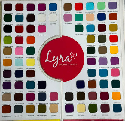 Lyra shade card 2 of 3 - shades L-81 to L-150. Contact PARIDHAN on WhatsApp to order any shade.