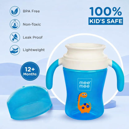 Blue Mee Mee 360 degree trainer cup is BPA free, leak proof and kid safe