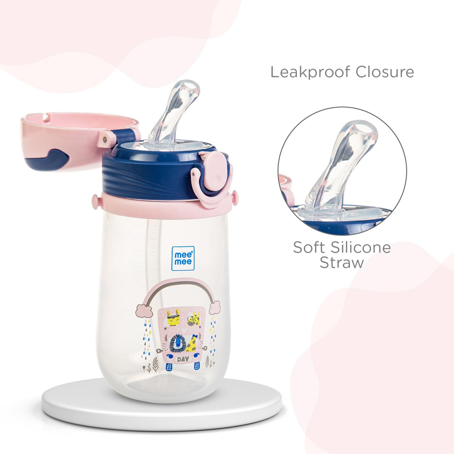 Mee Mee easy-grip sipper cup leakproof closure with a soft silicone straw
