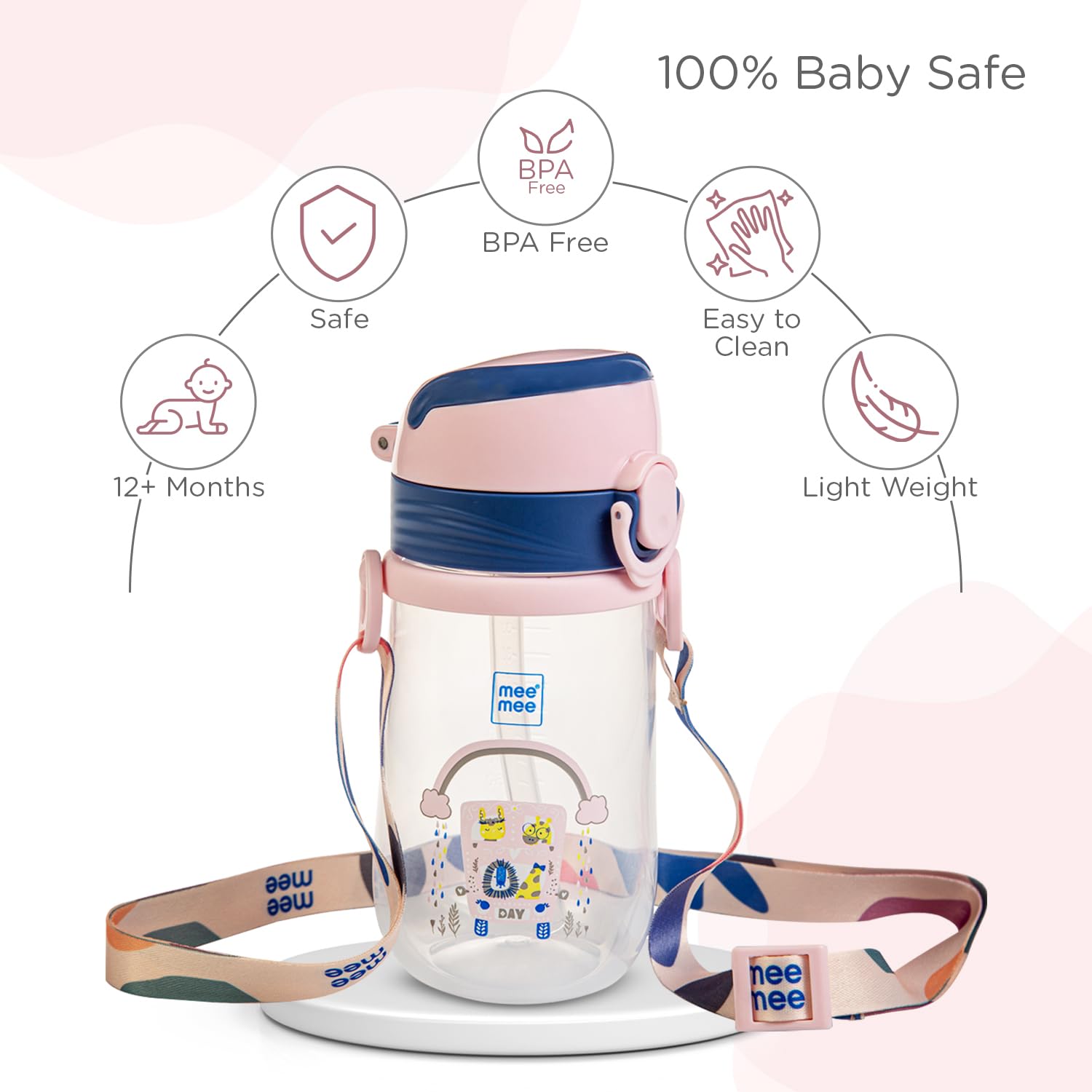 Mee Mee easy-grip sipper cup is 100 percent baby safe, BPA free and light weight