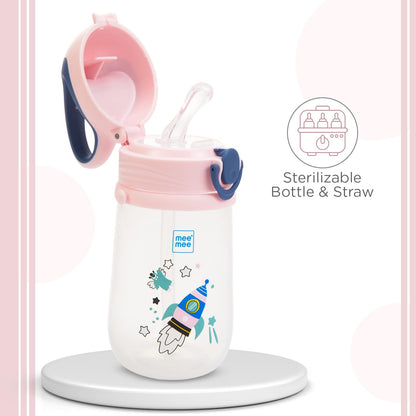 Mee Mee pink sipper cup with detachable and adjustable bottle strap