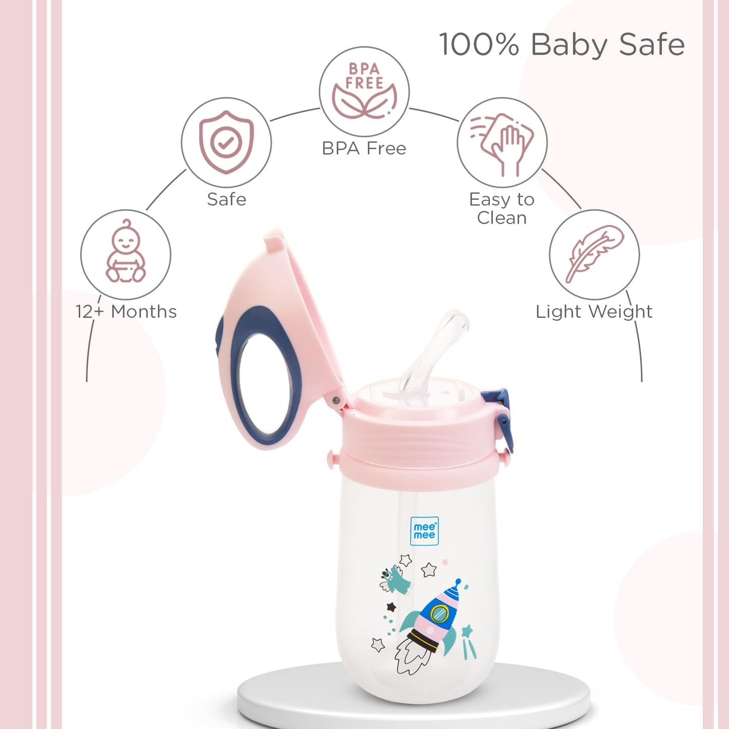 Mee Mee sipper cup is 100 percent baby safe: BPA free, lead free and light weight