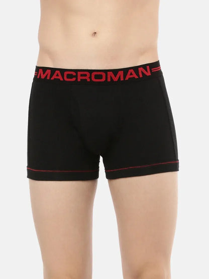 Rupa Macroman men's black cotton trunk with red logo waistband