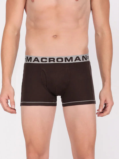 Rupa Macroman men's dark brown cotton trunk worn by a model