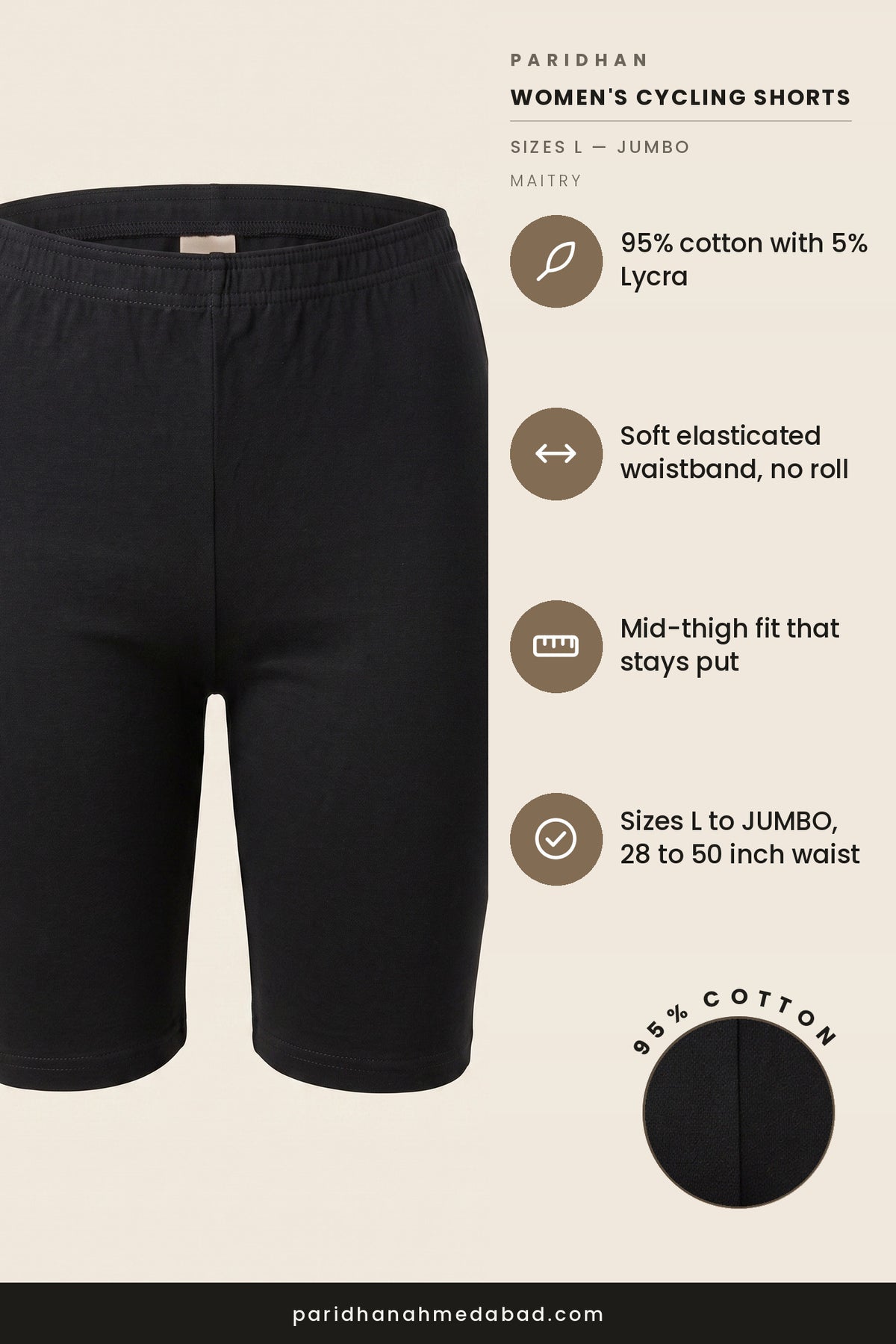 Maitry Women's Cotton Lycra Cycling Shorts