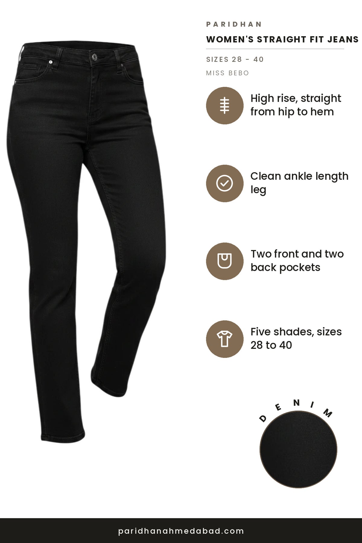 Miss Bebo straight fit jeans features
