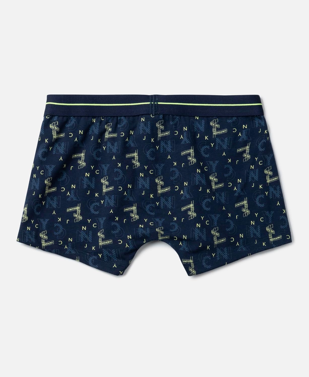 Back of a Jockey boys navy printed cotton trunk