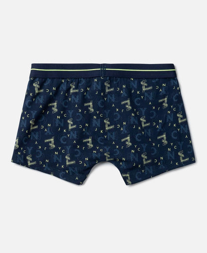 Back of a Jockey boys navy printed cotton trunk
