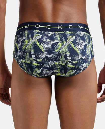 Back view of a Jockey men's printed cotton elastane stretch brief