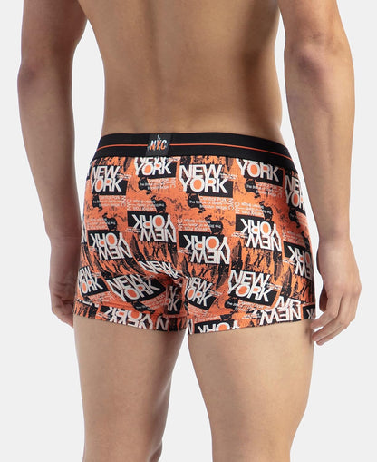 Back view of a Jockey men's printed cotton elastane stretch trunk