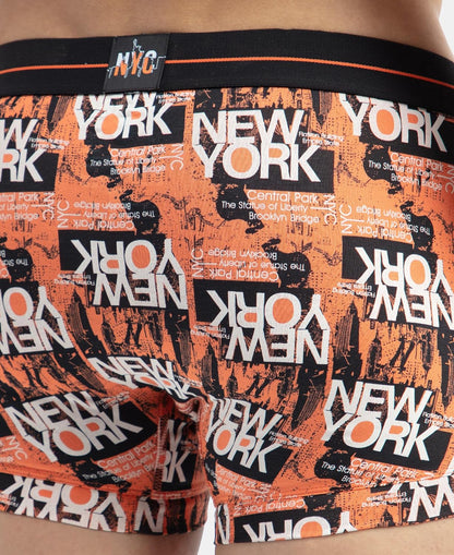 Detail of the New York graffiti print on a Jockey men's stretch trunk