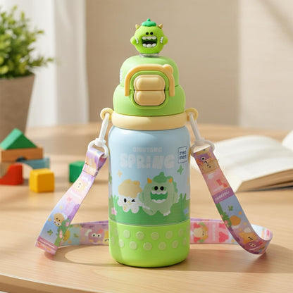 Green Mee Mee Oasis insulated toddler sipper cup with shoulder strap