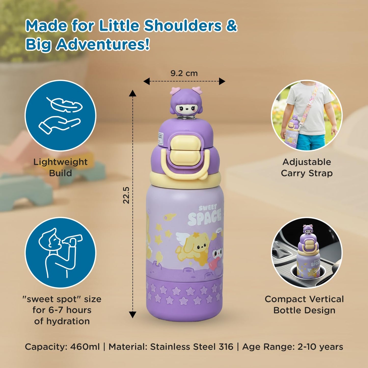 Mee Mee Oasis sipper keeps drinks hot or cold with double wall vacuum insulation