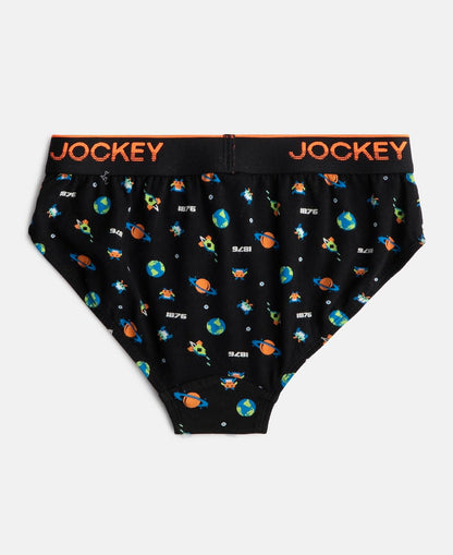 Back of a Jockey boys black printed cotton brief
