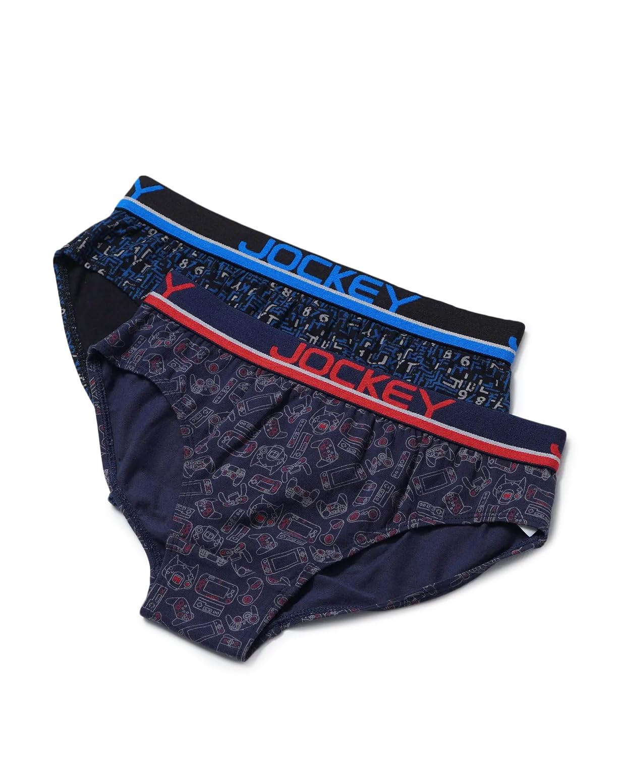 Jockey boys navy cotton brief with red contrast waistband