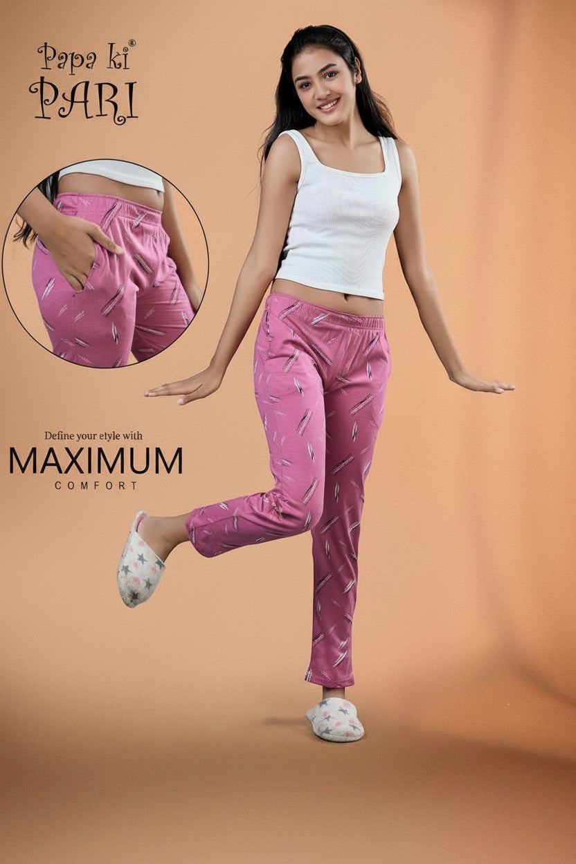Papa ki Pari girls pink brush stroke print trackpant with side pockets
