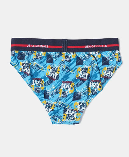 Jockey boys light blue printed cotton brief, front view