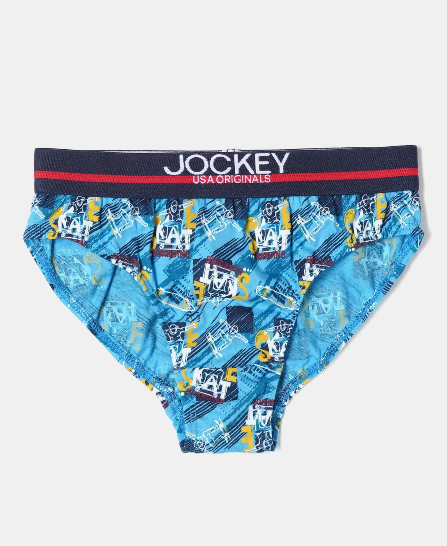 Back of a Jockey boys light blue printed cotton brief