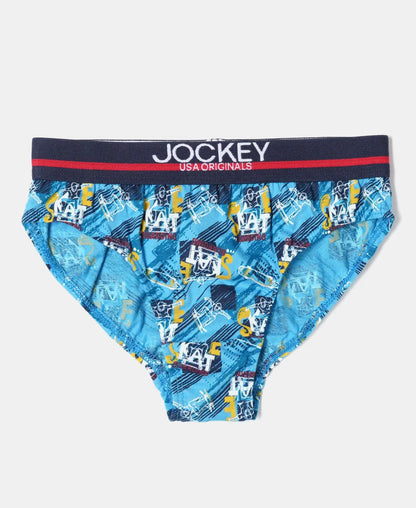 Back of a Jockey boys light blue printed cotton brief