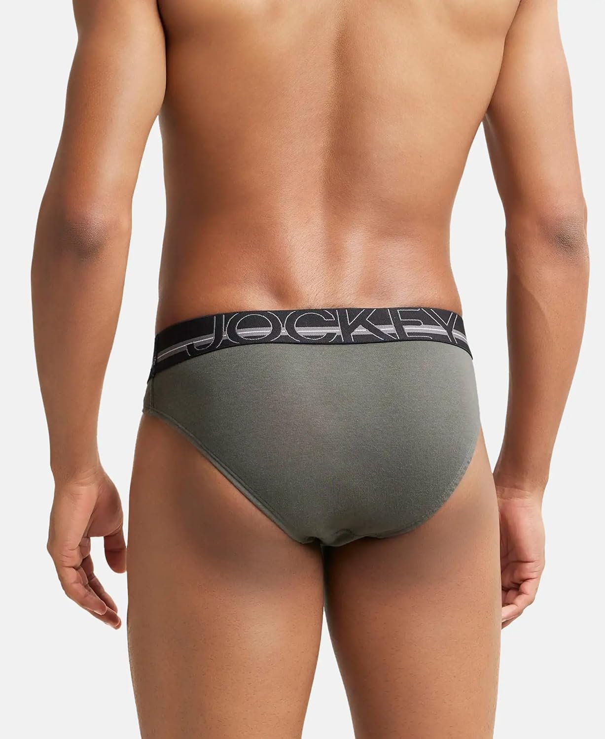 Back view of a Jockey men's olive cotton rib brief