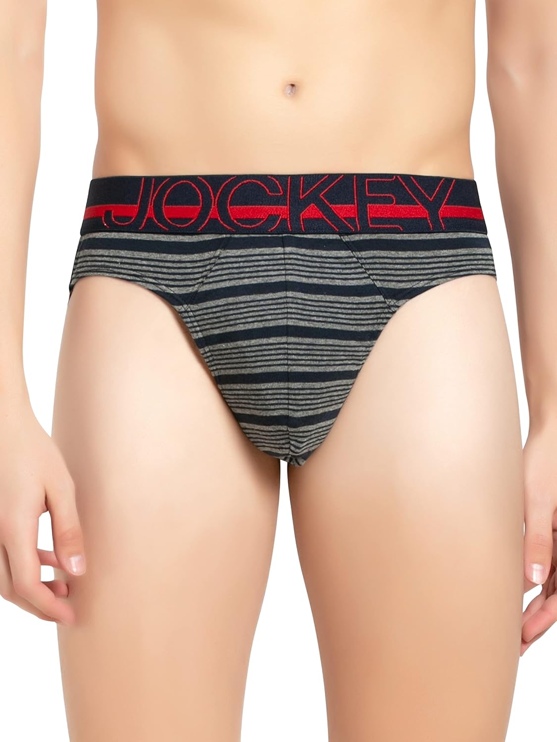 Jockey men's cotton rib brief in a light striped colourway
