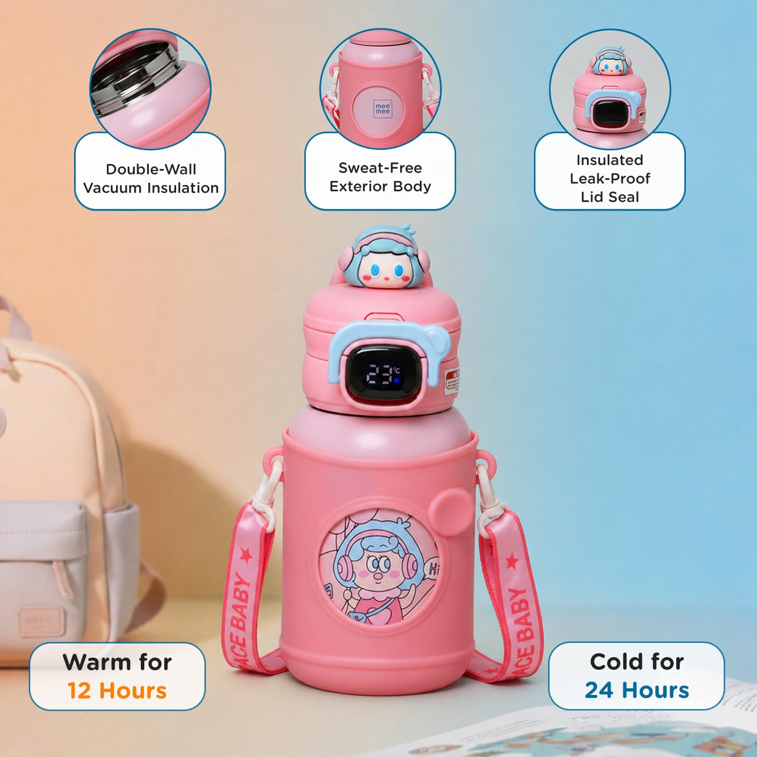 Mee Mee Zippy sipper keeps drinks warm 12 hours and cold 24 hours