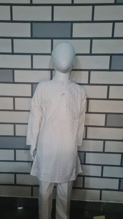 Shwet Vastram CHIKAN Designer White Embroidered Kurta Set