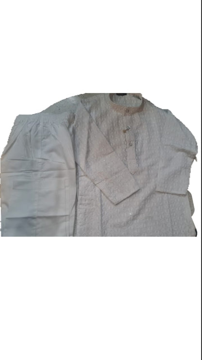 Shwet Vastram CHIKAN Designer White Embroidered Kurta Set