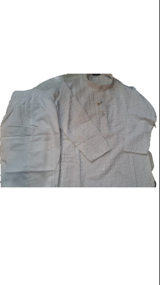 Shwet Vastram CHIKAN Designer White Embroidered Kurta Set
